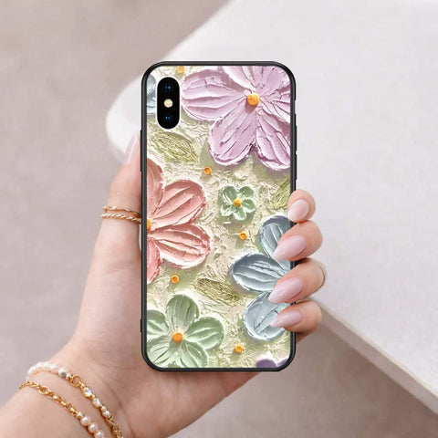 iPhone XS / X - Floral Series 4 - HQ Ultra Shine Premium Infinity Glass Soft Silicon Borders Case