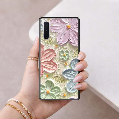 Samsung Galaxy Note 10 Cover - Floral Series 4 - HQ Ultra Shine Premium Infinity Glass Soft Silicon Borders Case