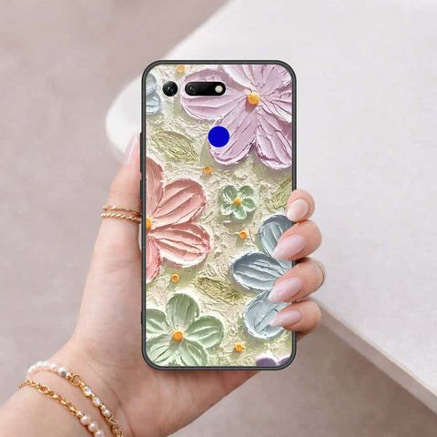Huawei Honor View 20 Cover - Floral Series 4 - HQ Ultra Shine Premium Infinity Glass Soft Silicon Borders Case