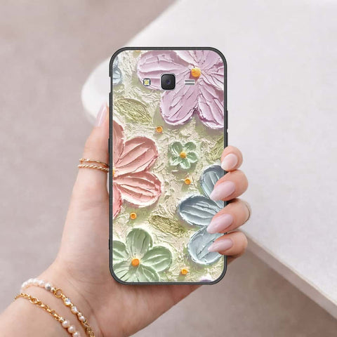 Samsung Galaxy J7 2015 Cover - Floral Series 4 - HQ Ultra Shine Premium Infinity Glass Soft Silicon Borders Case