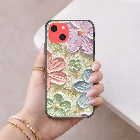 iPhone 13 Mini Cover - Floral Series 4 - HQ Ultra Shine Premium Infinity Glass Soft Silicon Borders Case