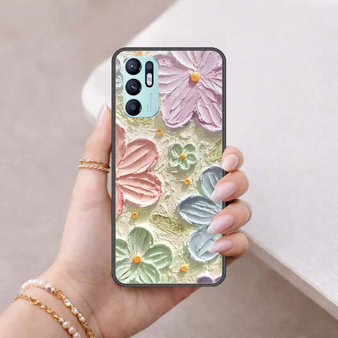 Oppo Reno 6 Cover - Floral Series 4 - HQ Ultra Shine Premium Infinity Glass Soft Silicon Borders Case