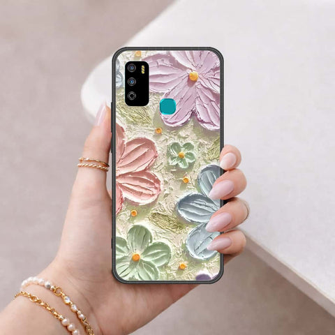 Infinix Hot 9 Play Cover - Floral Series 4 - HQ Ultra Shine Premium Infinity Glass Soft Silicon Borders Case
