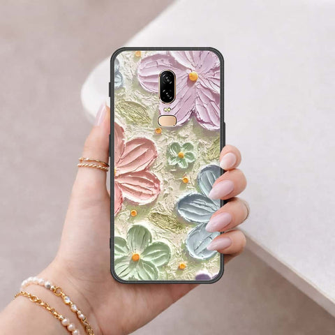 OnePlus 6 Cover - Floral Series 4 - HQ Ultra Shine Premium Infinity Glass Soft Silicon Borders Case