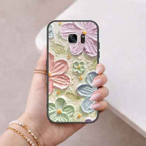 Samsung Galaxy S7 Cover - Floral Series 4 - HQ Ultra Shine Premium Infinity Glass Soft Silicon Borders Case