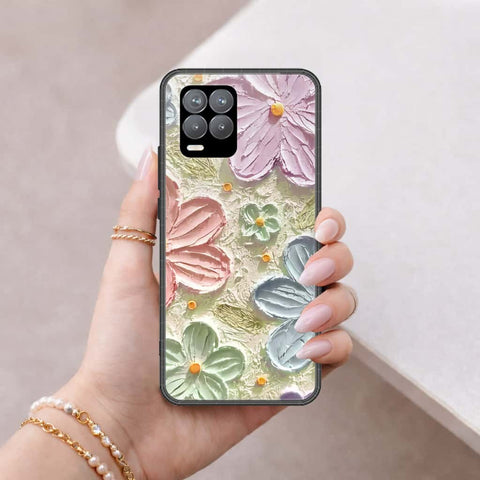 Realme 8 Cover - Floral Series 4 - HQ Ultra Shine Premium Infinity Glass Soft Silicon Borders Case