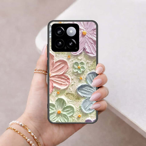 Xiaomi 14 Cover - Floral Series 4 - HQ Ultra Shine Premium Infinity Glass Soft Silicon Borders Case