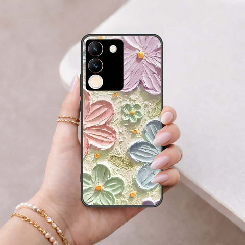 Vivo V29e Cover - Floral Series 4 - HQ Ultra Shine Premium Infinity Glass Soft Silicon Borders Case