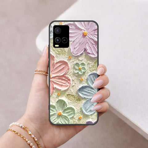 Vivo Y32 Cover - Floral Series 4 - HQ Ultra Shine Premium Infinity Glass Soft Silicon Borders Case