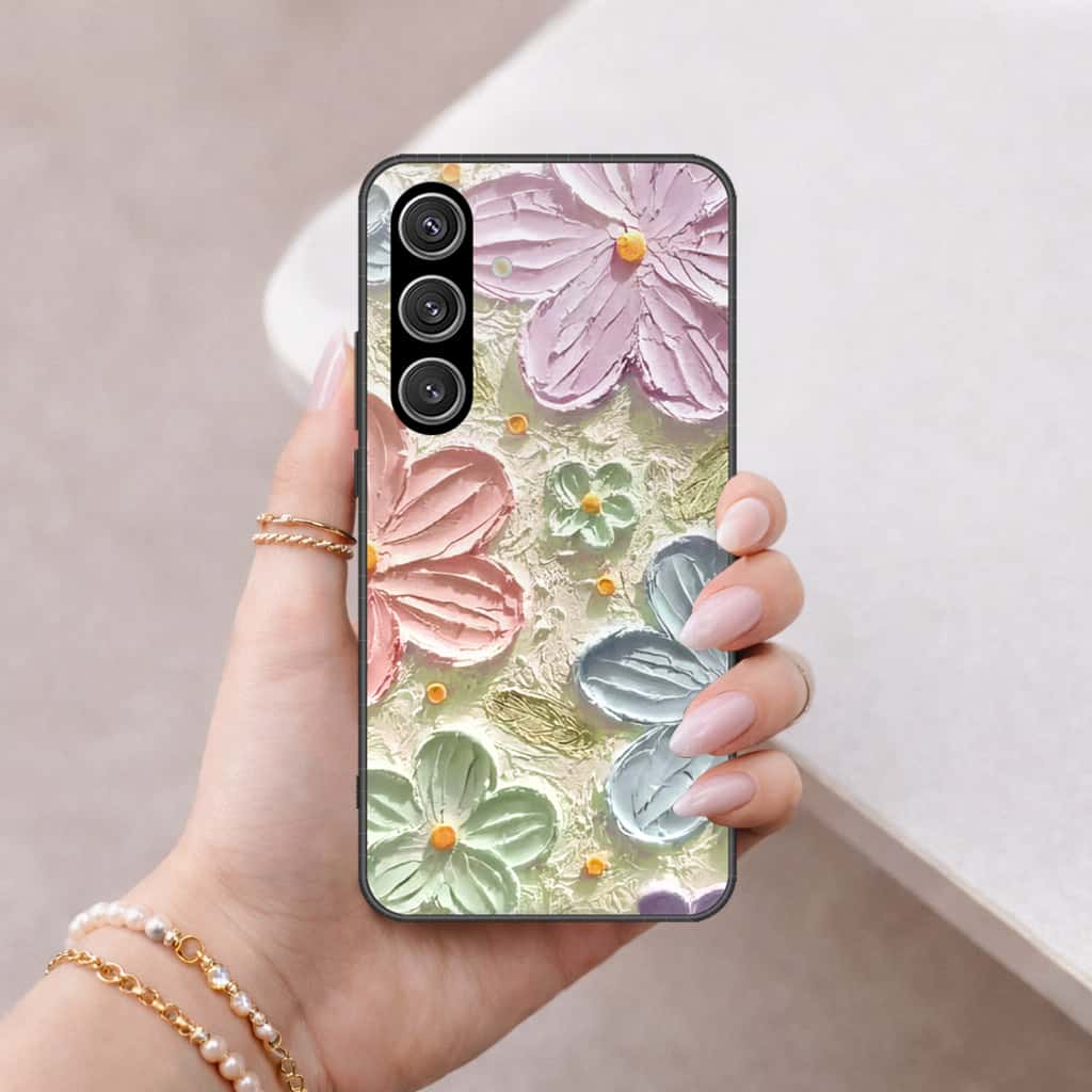 Samsung Galaxy S25 Cover - Floral Series 4 - HQ Ultra Shine Premium Infinity Glass Soft Silicon Borders Case (Fast Delivery)