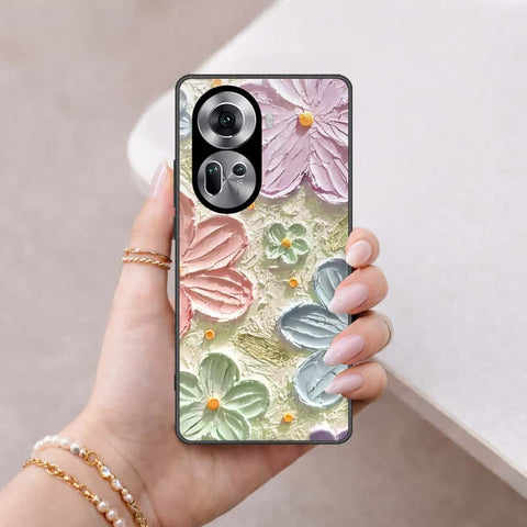 Oppo Reno 11 5G Cover - Floral Series 4 - HQ Ultra Shine Premium Infinity Glass Soft Silicon Borders Case