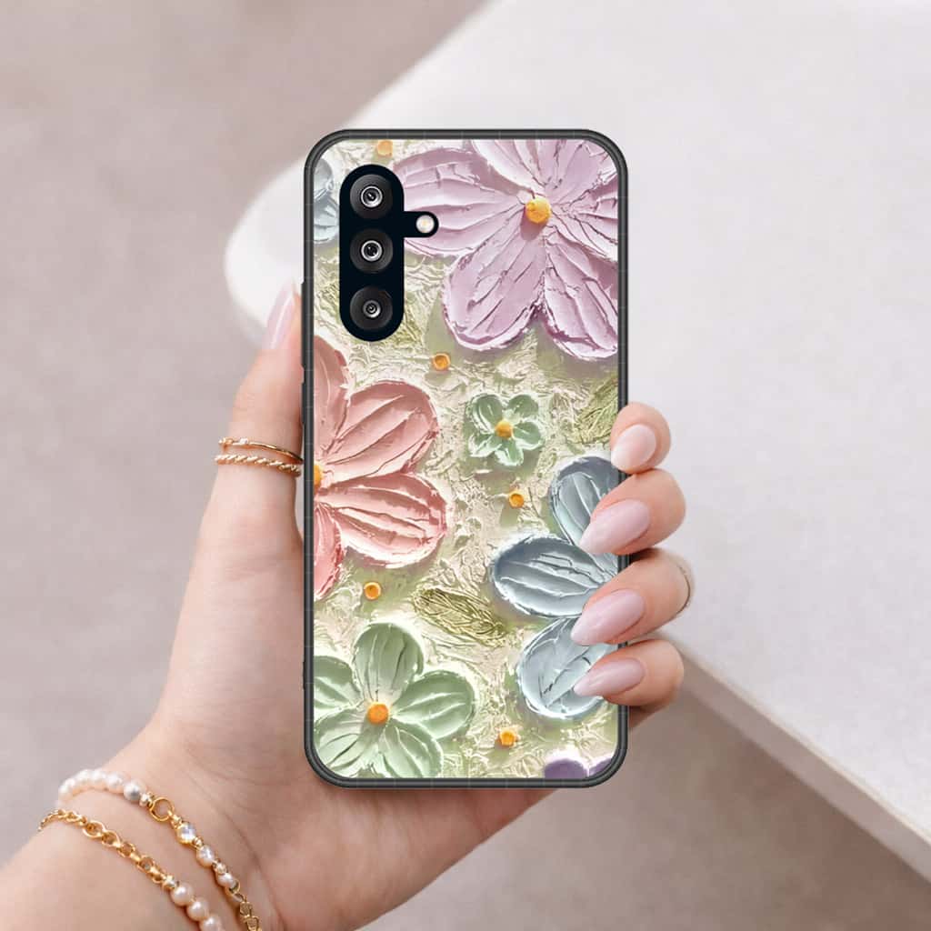 Samsung Galaxy A57 Cover - Floral Series 4 - HQ Ultra Shine Premium Infinity Glass Soft Silicon Borders Case (Fast Delivery)