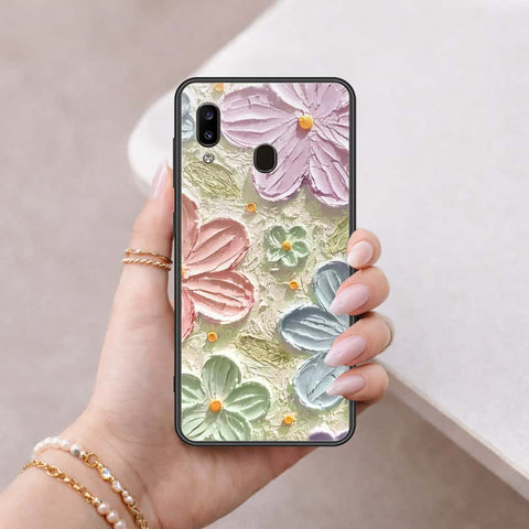Samsung Galaxy A20 Cover - Floral Series 4 - HQ Ultra Shine Premium Infinity Glass Soft Silicon Borders Case