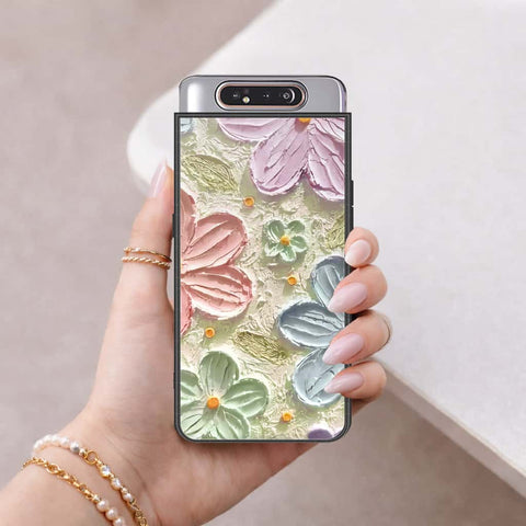 Samsung Galaxy A80 Cover - Floral Series 4 - HQ Ultra Shine Premium Infinity Glass Soft Silicon Borders Case