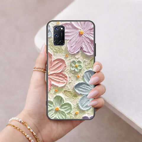 Oppo A92 Cover - Floral Series 4 - HQ Ultra Shine Premium Infinity Glass Soft Silicon Borders Case