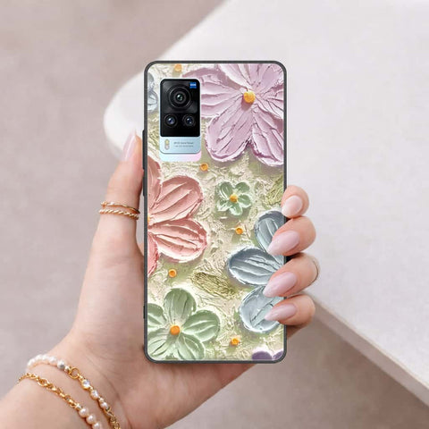 Vivo X60 Cover - Floral Series 4 - HQ Ultra Shine Premium Infinity Glass Soft Silicon Borders Case