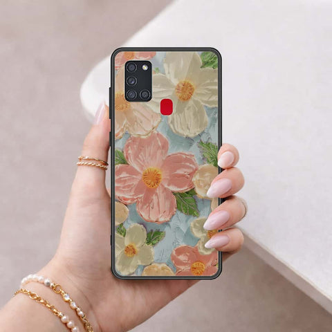 Samsung Galaxy A21s Cover - Floral Series 4 - HQ Ultra Shine Premium Infinity Glass Soft Silicon Borders Case