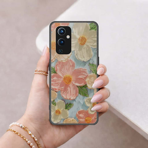 OnePlus 9 Cover - Floral Series 4 - HQ Ultra Shine Premium Infinity Glass Soft Silicon Borders Case