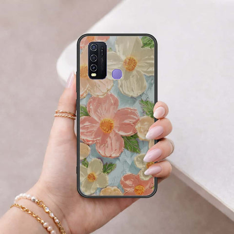 Vivo Y30 Cover - Floral Series 4 - HQ Ultra Shine Premium Infinity Glass Soft Silicon Borders Case