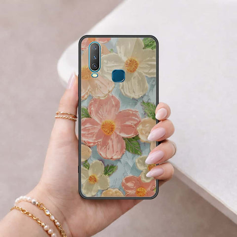 Vivo Y12 Cover - Floral Series 4 - HQ Ultra Shine Premium Infinity Glass Soft Silicon Borders Case