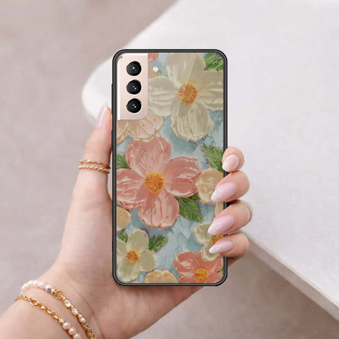 Samsung Galaxy S21 5G Cover - Floral Series 4 - HQ Ultra Shine Premium Infinity Glass Soft Silicon Borders Case