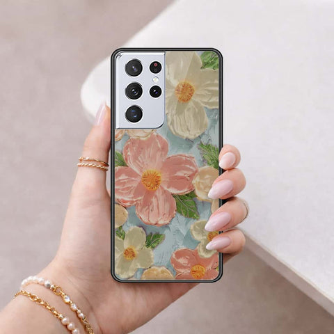 Samsung Galaxy S21 Ultra 5G Cover - Floral Series 4 - HQ Ultra Shine Premium Infinity Glass Soft Silicon Borders Case