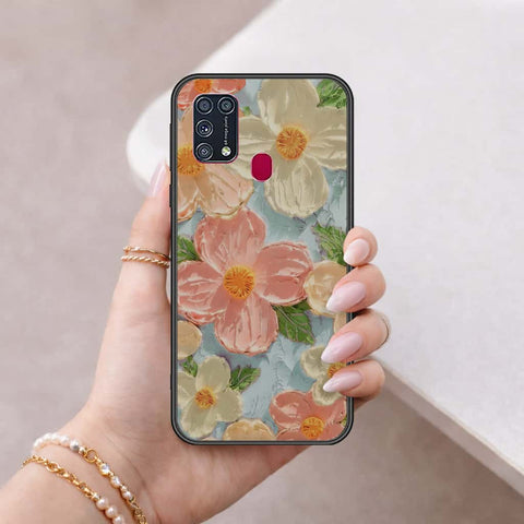 Samsung Galaxy M21s Cover - Floral Series 4 - HQ Ultra Shine Premium Infinity Glass Soft Silicon Borders Case