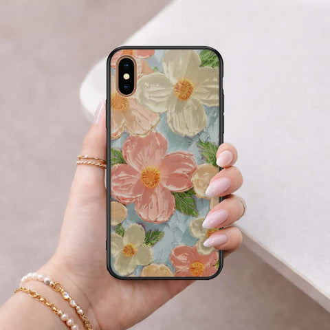 iPhone XS Max - Floral Series 4 - HQ Ultra Shine Premium Infinity Glass Soft Silicon Borders Case