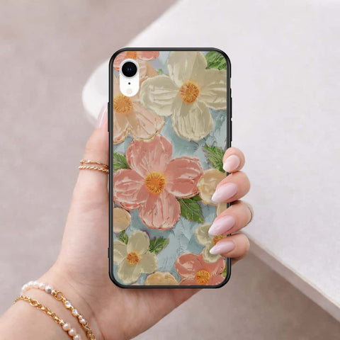 iPhone XR - Floral Series 4 - HQ Ultra Shine Premium Infinity Glass Soft Silicon Borders Case