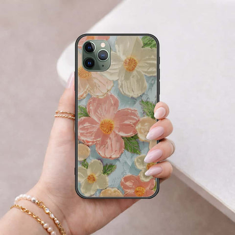 iPhone 11 Pro - Floral Series 4 - HQ Ultra Shine Premium Infinity Glass Soft Silicon Borders Case