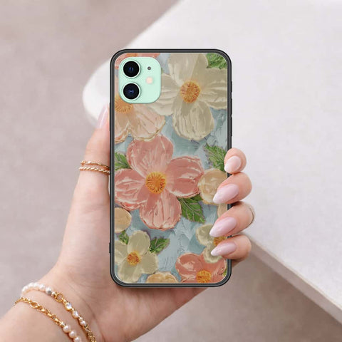 iPhone 11 - Floral Series 4 - HQ Ultra Shine Premium Infinity Glass Soft Silicon Borders Case
