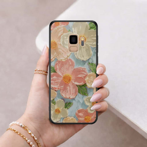 Samsung Galaxy S9 Cover - Floral Series 4 - HQ Ultra Shine Premium Infinity Glass Soft Silicon Borders Case