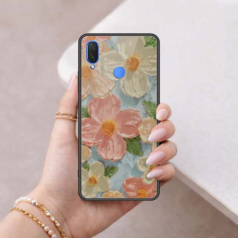 Huawei P Smart Plus Cover - Floral Series 4 - HQ Ultra Shine Premium Infinity Glass Soft Silicon Borders Case