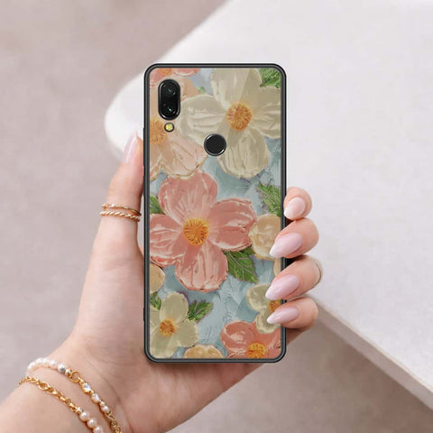 Xiaomi Redmi 7 Cover - Floral Series 4 - HQ Ultra Shine Premium Infinity Glass Soft Silicon Borders Case