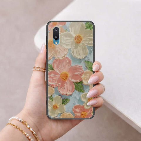 Samsung Galaxy A02 Cover - Floral Series 4 - HQ Ultra Shine Premium Infinity Glass Soft Silicon Borders Case