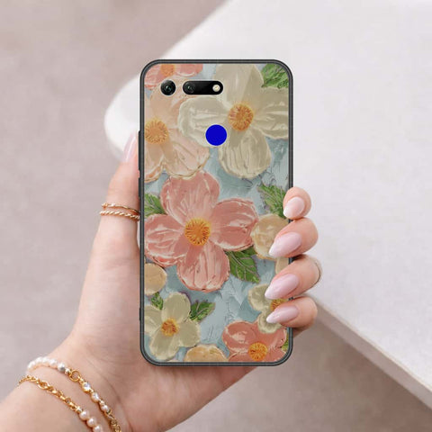 Huawei Honor View 20 Cover - Floral Series 4 - HQ Ultra Shine Premium Infinity Glass Soft Silicon Borders Case