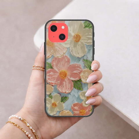 iPhone 13 Mini Cover - Floral Series 4 - HQ Ultra Shine Premium Infinity Glass Soft Silicon Borders Case