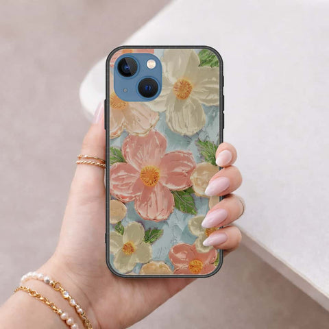 iPhone 13 Cover - Floral Series 4 - HQ Ultra Shine Premium Infinity Glass Soft Silicon Borders Case
