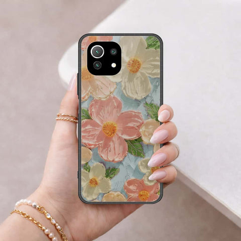 Xiaomi Mi 11 Lite Cover - Floral Series 4 - HQ Ultra Shine Premium Infinity Glass Soft Silicon Borders Case