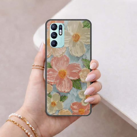 Oppo Reno 6 Cover - Floral Series 4 - HQ Ultra Shine Premium Infinity Glass Soft Silicon Borders Case
