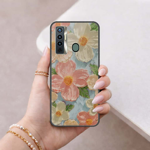 Tecno Camon 17 Cover - Floral Series 4 - HQ Ultra Shine Premium Infinity Glass Soft Silicon Borders Case