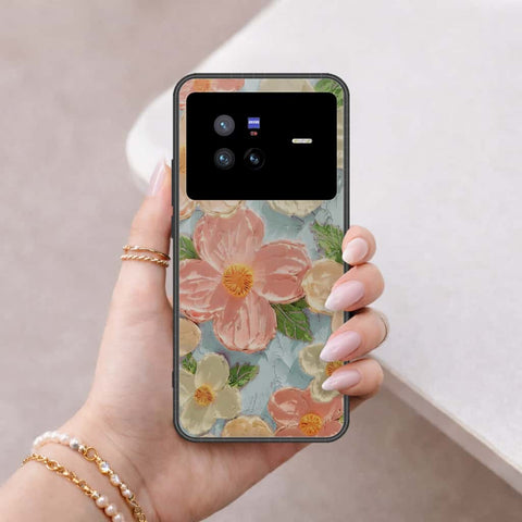 Vivo X80 Cover - Floral Series 4 - HQ Ultra Shine Premium Infinity Glass Soft Silicon Borders Case