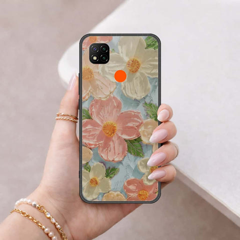 Xiaomi Redmi 9C Cover - Floral Series 4 - HQ Ultra Shine Premium Infinity Glass Soft Silicon Borders Case
