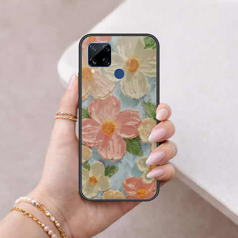 Realme C15 Cover - Floral Series 4 - HQ Ultra Shine Premium Infinity Glass Soft Silicon Borders Case