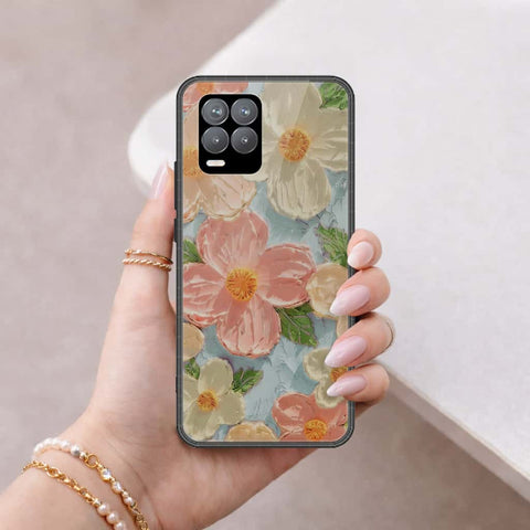 Realme 8 Cover - Floral Series 4 - HQ Ultra Shine Premium Infinity Glass Soft Silicon Borders Case