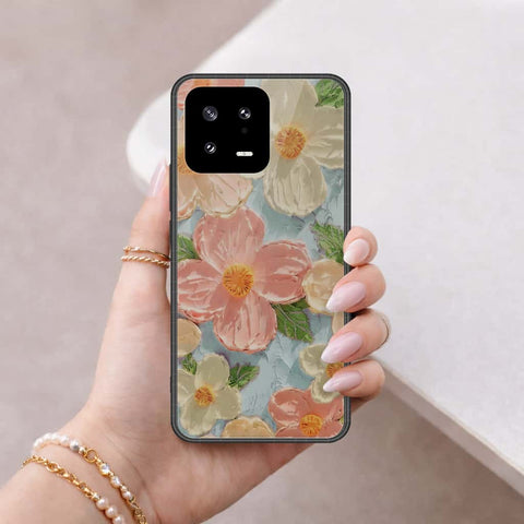 Xiaomi 13 Cover - Floral Series 4 - HQ Ultra Shine Premium Infinity Glass Soft Silicon Borders Case