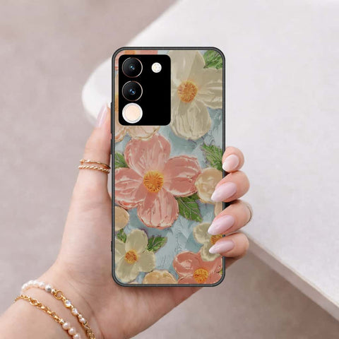 Vivo V29e Cover - Floral Series 4 - HQ Ultra Shine Premium Infinity Glass Soft Silicon Borders Case