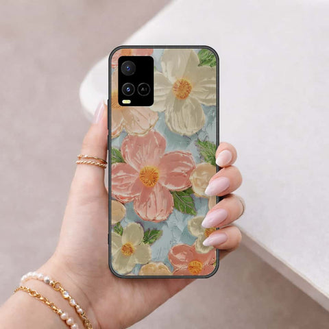 Vivo Y32 Cover - Floral Series 4 - HQ Ultra Shine Premium Infinity Glass Soft Silicon Borders Case