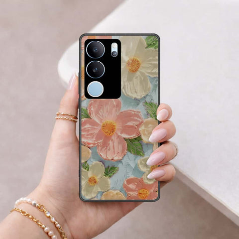 Vivo S17 Cover - Floral Series 4 - HQ Ultra Shine Premium Infinity Glass Soft Silicon Borders Case