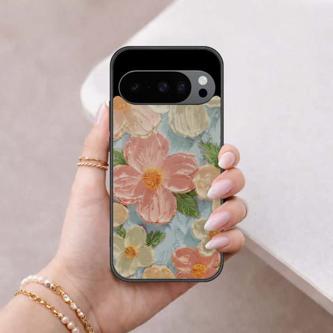 Google Pixel 9 Pro Cover - Floral Series 4 - HQ Ultra Shine Premium Infinity Glass Soft Silicon Borders Case